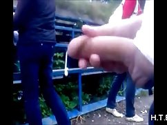 Instead of a telescope, a blonde in denim shorts fucks in her mouth and pussy